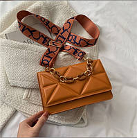 Женская сумочка с ручкой из экокожи коричневого цвета стильная сумка через плечо из кожзаменителя для девушки