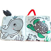 Мягкая шуршалка подвеска для малышей , развивающая книга , Limo Toy Жители океана