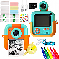 Мини камера детская с термопринтером снимков мгновенной печати с играми и картой памяти FoxFoto