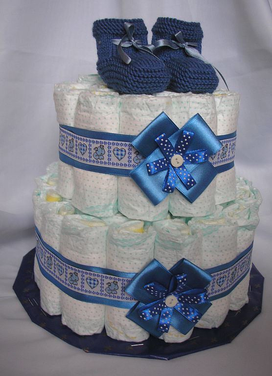 Торт з памперсів (підгузників) 2-х ярусний ( 47 - 53 шт. ), фото 1