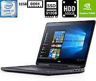 Ноутбук Dell Precision 7720/17.3"IPS1920x1080/Core i7-6920HQ 2.90GHz/SSD 512GB NVMe+HDD 500GB/Quadro P3000 6GB