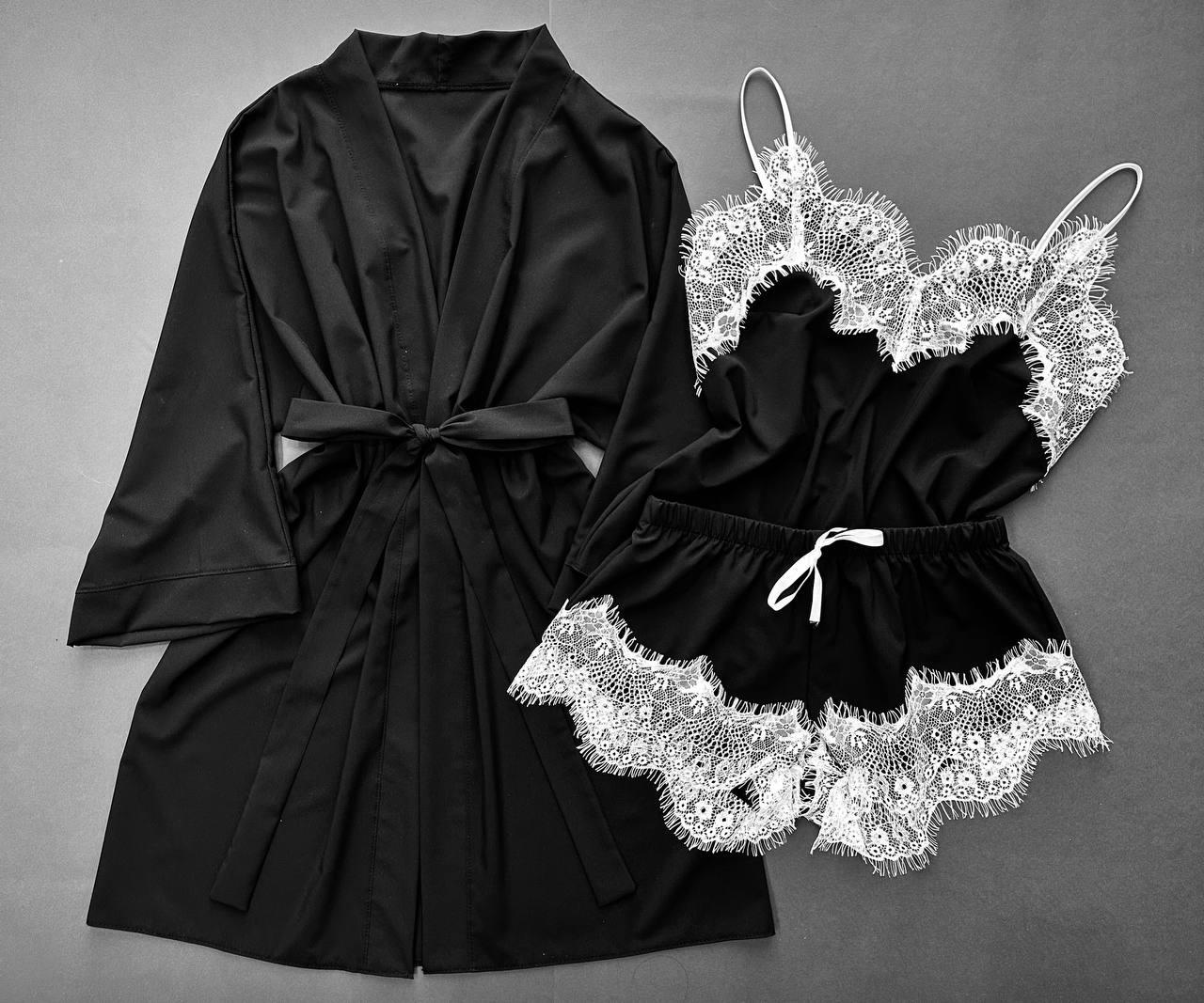 Халат і піжама, комплект жіночий трійка для дому., фото 1