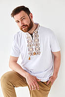 Футболка вышиванка мужская "Гетьман", летняя футболка с вышивкой в этно стиле