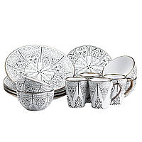 GHJ Столовый сервиз тарелок и кружек на 4 персоны керамический чашки 400 мл
