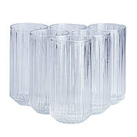 GHJ Набор стаканов по 380 мл 6 штук стеклянные прозрачные для лимонада воды сока