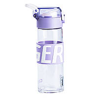 GHJ Бутылка для воды стеклянная прозрачная с пластиковой крышкой Фиолетовый