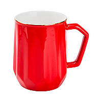 GHJ Чашка керамическая для чая и кофе 400 мл кружка универсальная Красная