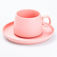 GHJ Чашка с блюдцем керамическая 300 мл Розовая