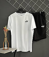 Мужской летний спортивный костюм Puma белый футболка и шорты, Белый комплект Пума на лето двойка качеств trek