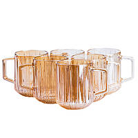 Чашки для чая и кофе 310мл набор 6 штук из прозрачного стекла.Набор чашек стеклянных Lirmartur 6 штук по 310мл