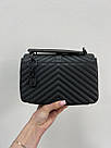 Жіноча сумка Ів Сен Лоран чорна Yves Saint Laurent Black College Medium in Quilted Leather, фото 5