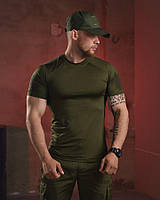 Тактическая мужская футболка олива , мужская военная футболка пароотводящая хаки