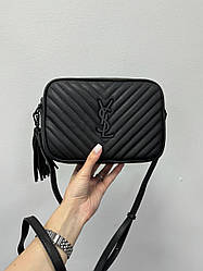 Жіноча сумка Ів Сен Лоран чорна Yves Saint Laurent Black Lou Quilted Camera Bag