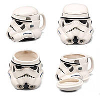 Чашка Кружка Бокал с крышкой Star Wars 3D Штурмовик (Белая) Керамика