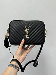 Жіноча сумка Ів Сен Лоран чорна Yves Saint Laurent Black Lou Quilted Camera Bag