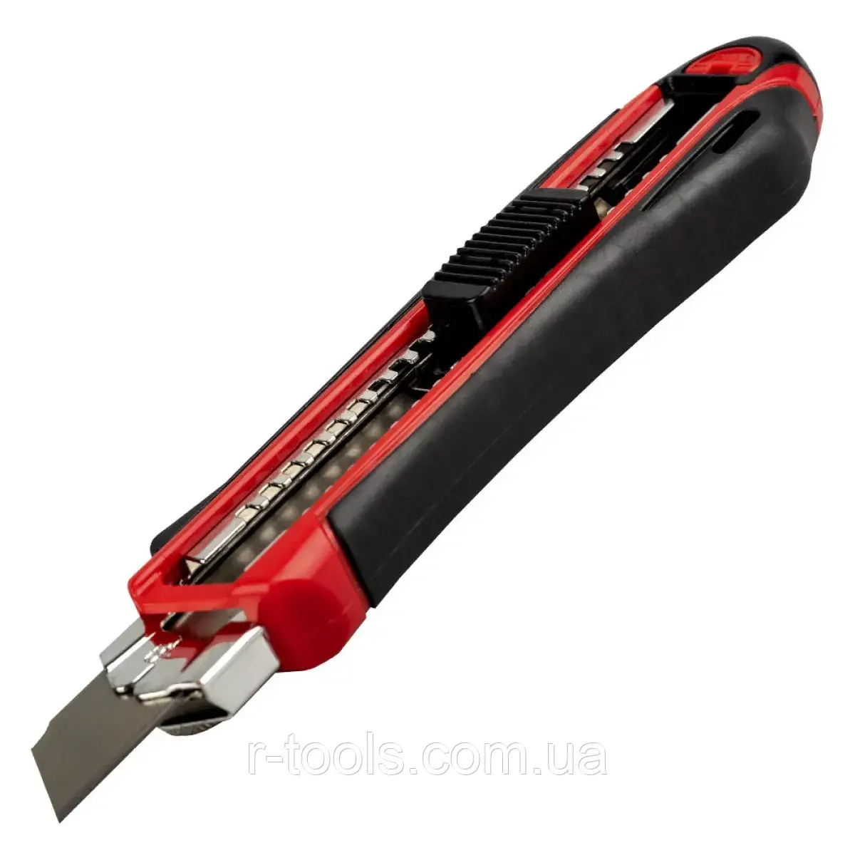 Ніж пластиковий 18 мм 5 сегментованих лез гумові вставки Haisser 23502