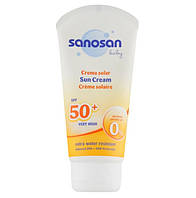Детский органический солнцезащитный крем с пантенолом, витамином Е Sanosan Baby SPF 50+, 75 мл