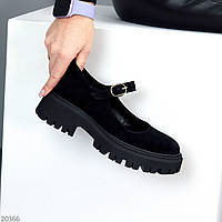 Шикарные замшевые черные туфли на шлейке натуральная замша производство Украина