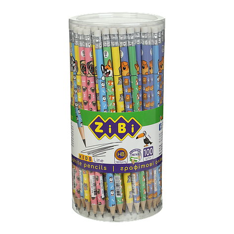 Олівець графітовий PETS HB з гумкою туба 100 шт KIDS Line, фото 1
