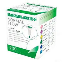 Ланцет Haemolance Plus Normal Flow, з круглою кнопкою, 21G, 200 од., 8962