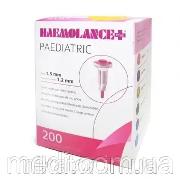 Ланцет Haemolance Plus Paediatric, з круглою кнопкою,  лезо 1,5 мм, 200 од., 8965, фото 1