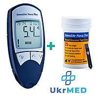 Глюкометр SensoLite Nova Plus + 25 смужок