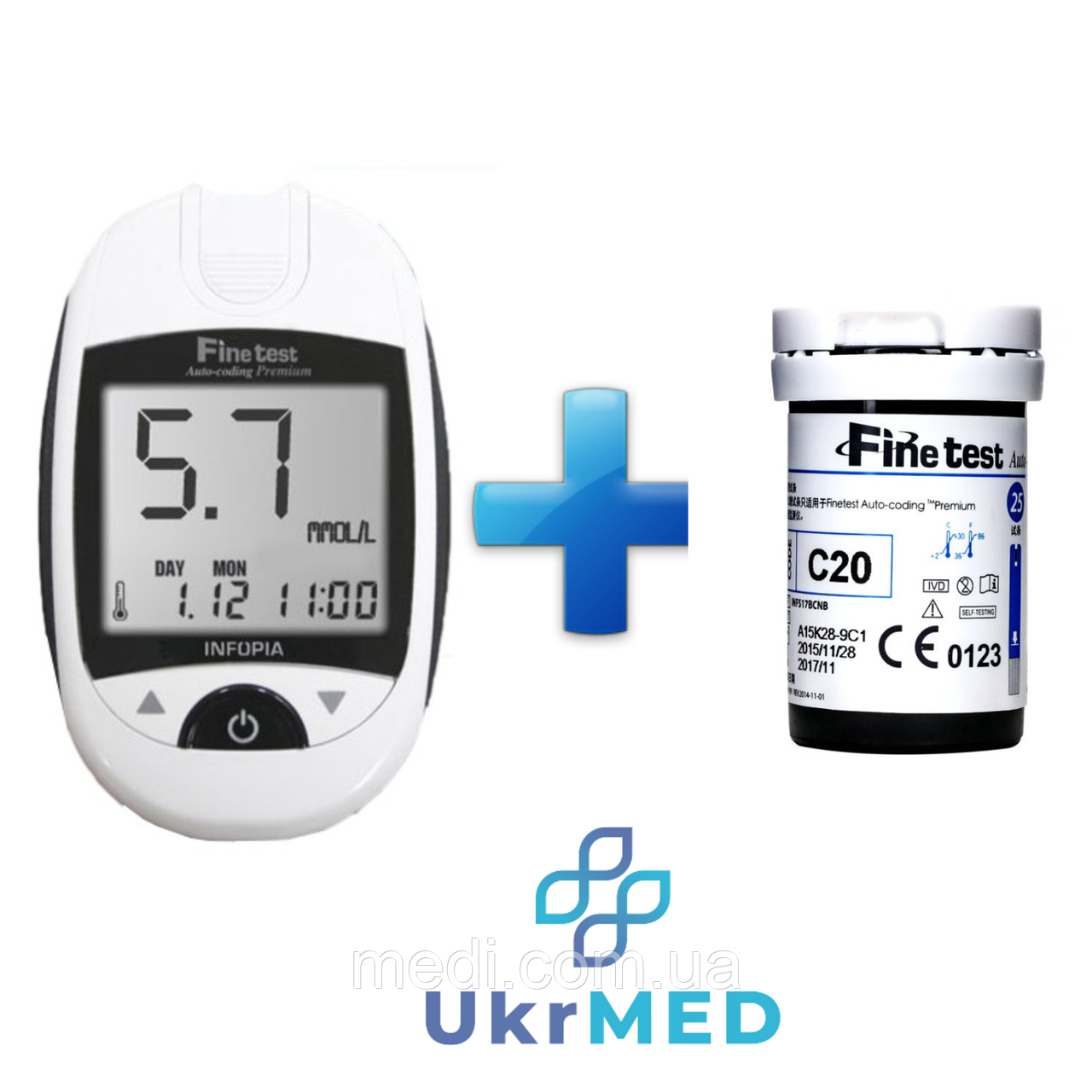 Глюкометр Finetest Auto-Coding Premium (Файнтест), Infopia + 50 смужок, фото 1