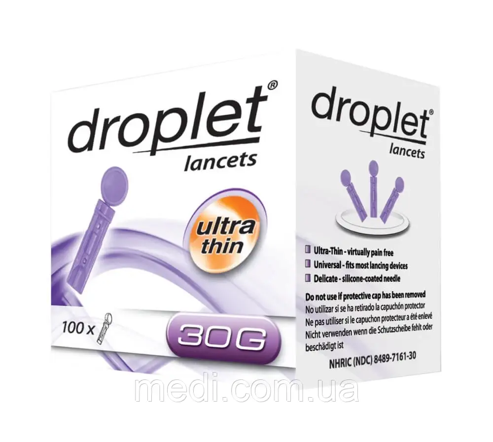 Ланцет медичний Droplet (Дроплет) 30G, 100 од., фото 1
