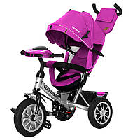 Велосипед трехколесный TILLY CAMARO c надувными колесами, Велосипед детский трехколёсный с ручкой Фиолетовый