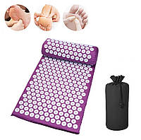 Акупунктурний масажний килимок Фіолетовий - масажний килимок з подушкою | Аплікатор Кузнєцова з чохлом