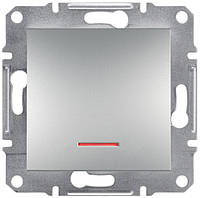 Выключатель кнопочный с подсветкой Asfora Schneider Electric алюминий EPH1600161