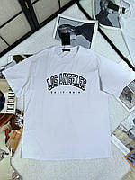 Базовая летняя стильная женская хлопковая свободная футболка Los Angeles хорошего качества оверсайз 42-50