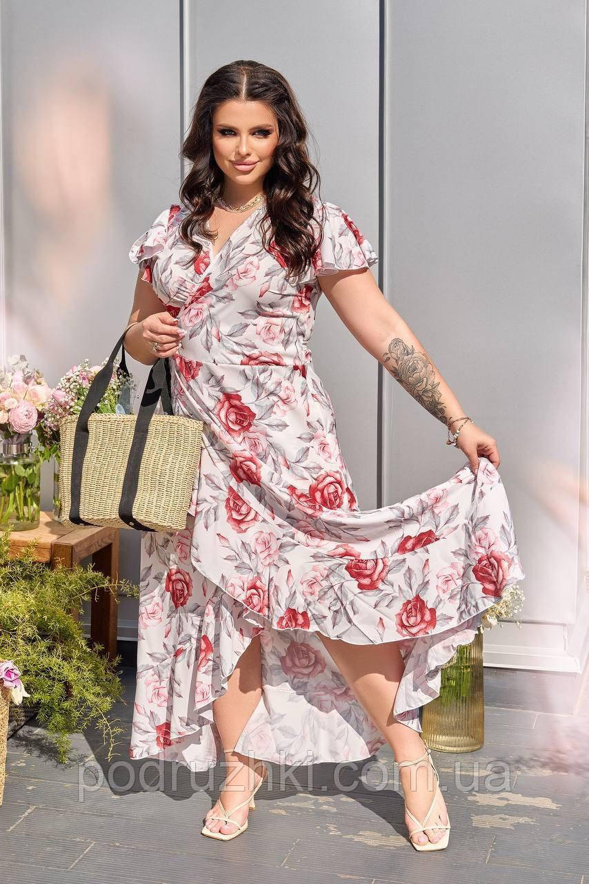 Жіноча літня сукня на запах Тканина софт Розміри 50-52, 54-56, 58-60, фото 1