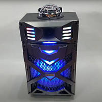 Акустична колонка з led-підсвіткою й диско-шаром портативна колонка караоке з мікрофоном із радіо та usb BIN