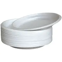 Тарелка одноразовая пластиковая 240 mm белая (100 шт) для вторых блюд плотная не глубокая мелкая