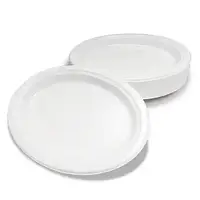 Одноразовая овальная пластиковая тарелка 310 mm белая (50 шт) для первых блюд плотная не глубокая мелкая