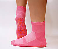 Носки для йоги, фитнеса, пилатеса, стретчинга с нескользящим покрытием (сверху сеточка) р35-40 pink
