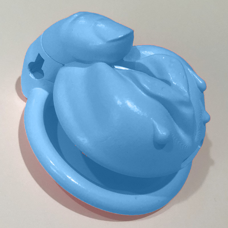 Пластиковий пояс вірності маленький, Пристрій цнотливості, Клітка для пеніса у вигляді соковитої вагіни, Синій