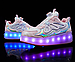 Роликові кросівки для дівчаток з LED-підсвіткою білі з рожевим на 4 колесах (DL128), фото 2