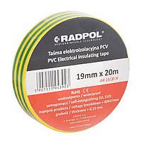 Изоляционная лента Radpol 0,13ммх19мм / 20м желто-зеленая (AR 19/20-ZT) морозостойкая