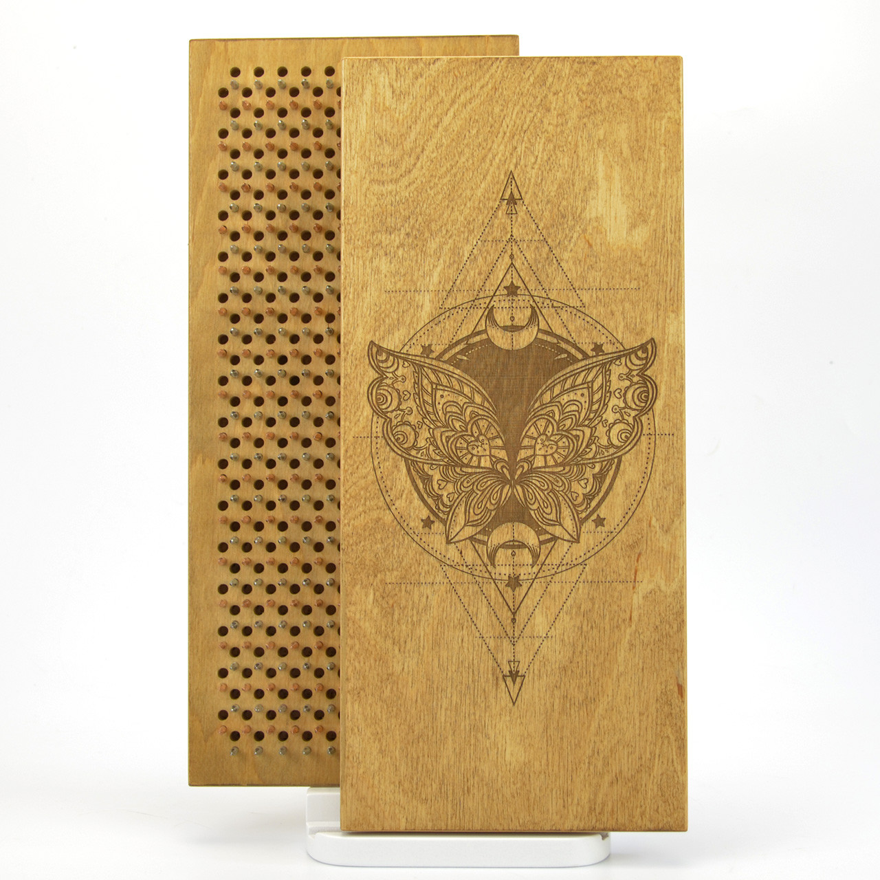 Дошки садху  для йоги для новачків з оцинкованими та омідненими мідь/ цинк цвяхами з гравіровкою Метелик, фото 1