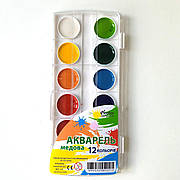Фарба акварельна, 12 кольорів, медова Vector