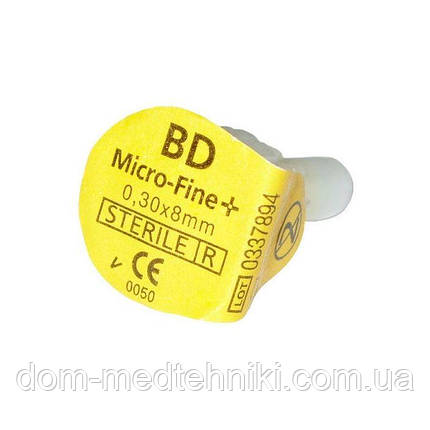 Голки інсулінові для шприц-ручок "МікроФайн Плюс / Micro-Fine Plus" 8 мм (30G x 0,3 мм), 25 штук, фото 1