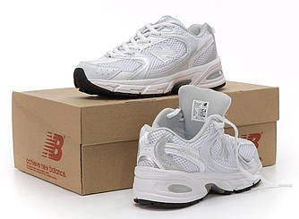 Жіночі кросівки New Balance 530 All White Gray  (Білі) Взуття Нью Беланс 530 текстиль сітка демисезон повсякденні