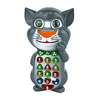 Интерактивная игрушка Телефон Limo Toy Кот Том со звуковыми и световыми эффектами 18 см серый