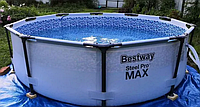 Бассейн каркасный bestway 15427 Steel Pro MAX 366x133см для дачи з фільтр-насос і драбина