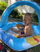 Дитячий надувний ігровий басейн Intex 58415 Вінні Пух, 109*102*71 см, міцний із навісом круглий для дітей