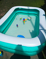 Bestway 54005 семейный надувной бассейн 201х150х51, бествей летний прочный бассейн для воды, голубой