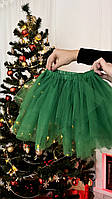 Пышная юбка для ребенка из фатина шестислойная зеленого цвета на девочек р.104-146