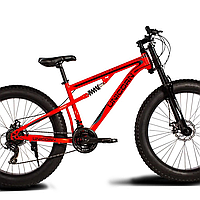 Горный велосипед фэтбайк 26 дюймов двухподвесной с широкими колесами FatBike Unicorn Godzilla new красный Топ